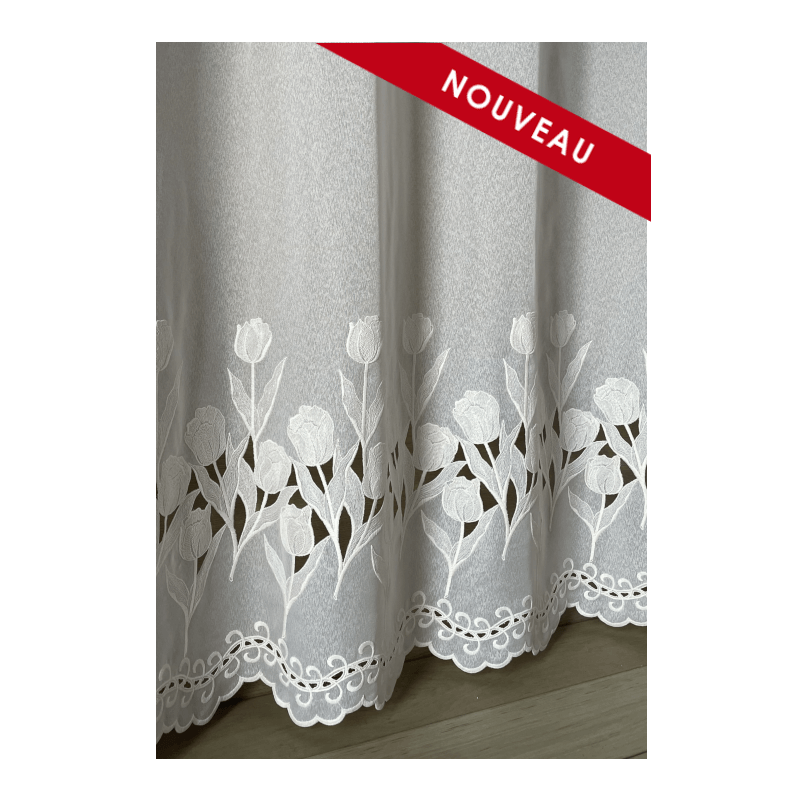 TULIPE Ecru Embroidered Sheer